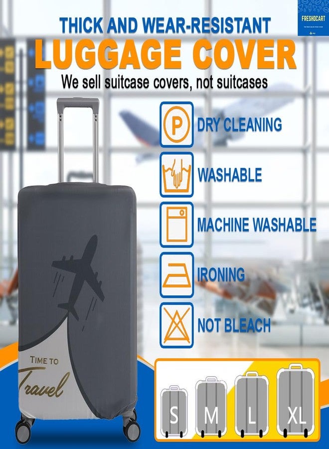 FreshDcart Luggage Dust Cover Stretchable, Waterproof & Scratch-Free, Durable Travel Bag Covers for Home and Travel- Universal Fit (Multicolor, Pack of 1) (TIME to Travel, Medium) - Image 4